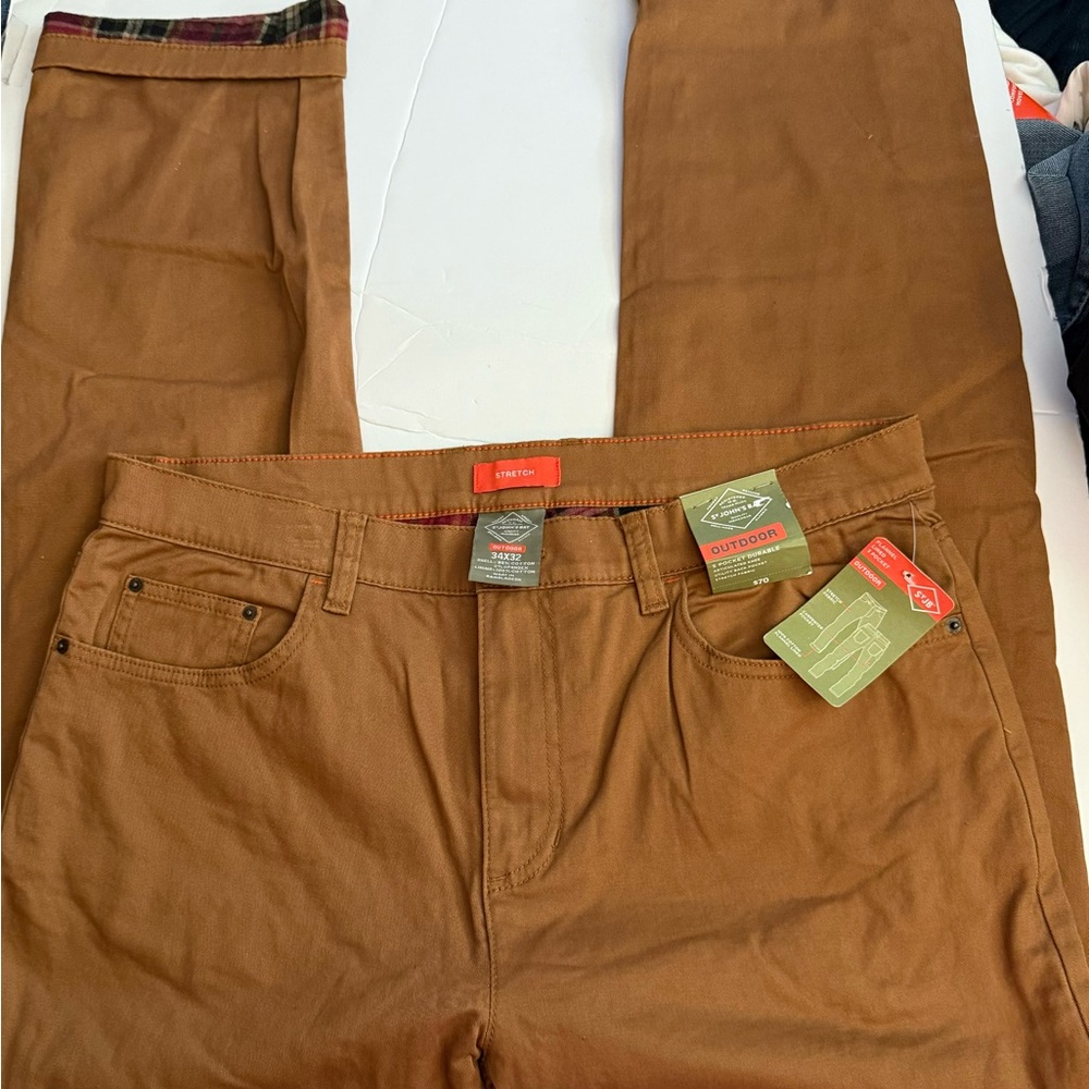 Men St. John’s Bay 34 x 32 Outdoor Brown Fleece Lining Pants